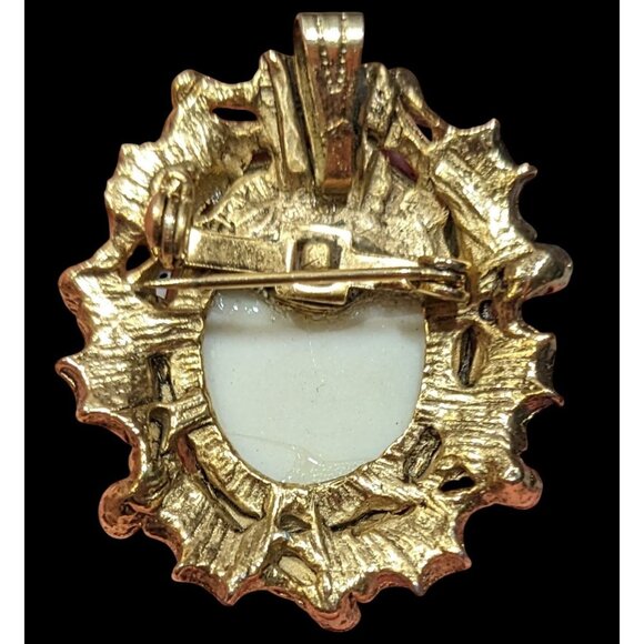 Vintage Gilded Hand Painted Victorian E Porcelain Brooch/Pendant - Picture 2 of 4